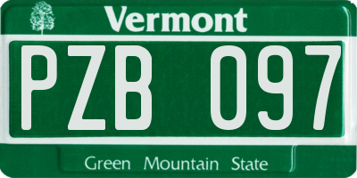 VT license plate PZB097