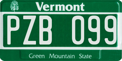 VT license plate PZB099