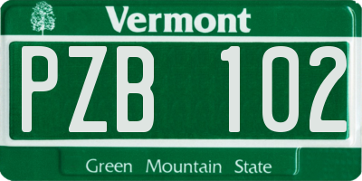 VT license plate PZB102