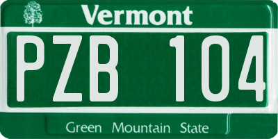 VT license plate PZB104