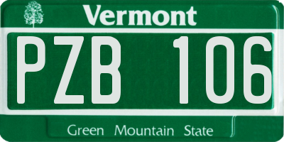VT license plate PZB106
