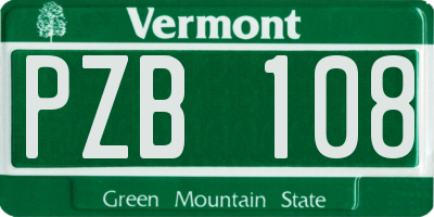 VT license plate PZB108