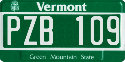 VT license plate PZB109