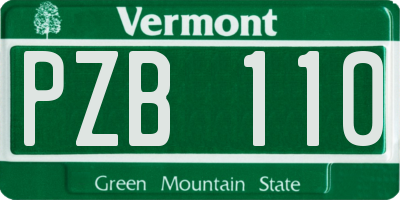 VT license plate PZB110