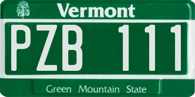 VT license plate PZB111