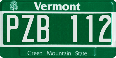 VT license plate PZB112