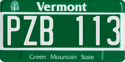 VT license plate PZB113