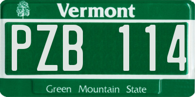 VT license plate PZB114