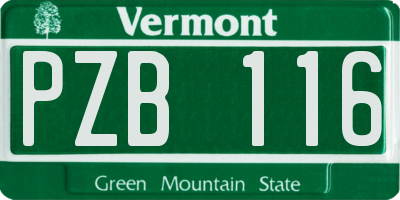 VT license plate PZB116