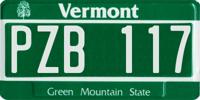 VT license plate PZB117
