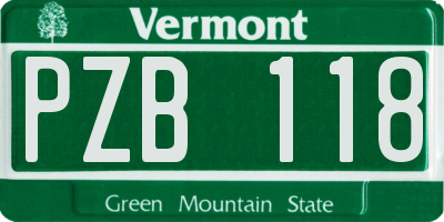 VT license plate PZB118