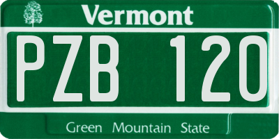 VT license plate PZB120