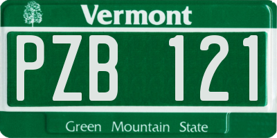 VT license plate PZB121