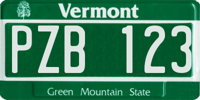 VT license plate PZB123