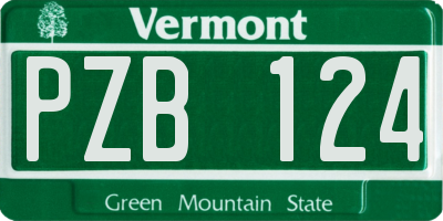 VT license plate PZB124