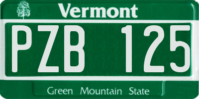 VT license plate PZB125