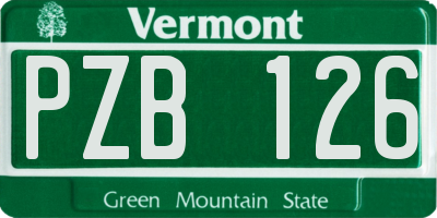 VT license plate PZB126