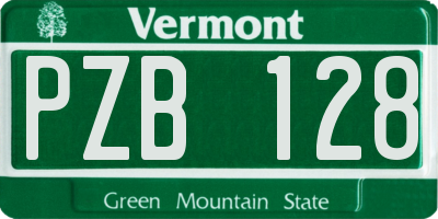 VT license plate PZB128
