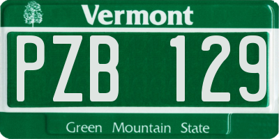 VT license plate PZB129