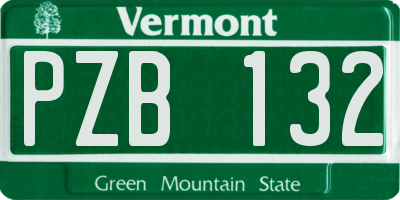 VT license plate PZB132