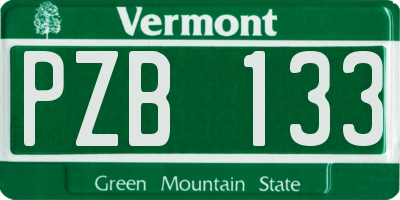 VT license plate PZB133