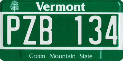 VT license plate PZB134