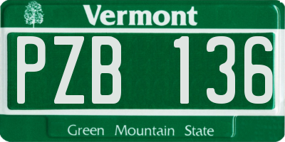 VT license plate PZB136