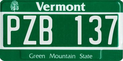 VT license plate PZB137