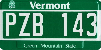 VT license plate PZB143