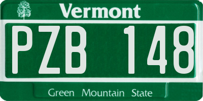 VT license plate PZB148