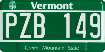 VT license plate PZB149