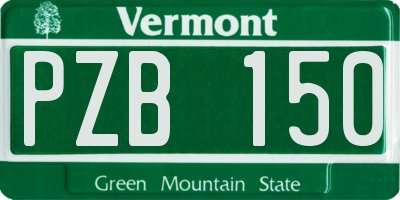 VT license plate PZB150