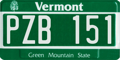 VT license plate PZB151