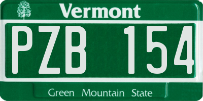 VT license plate PZB154