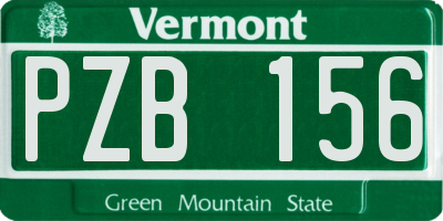 VT license plate PZB156