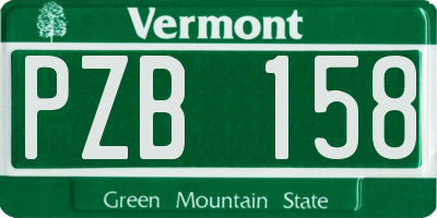 VT license plate PZB158