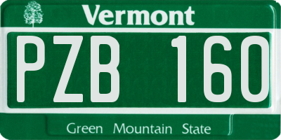 VT license plate PZB160