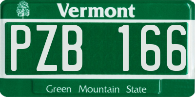 VT license plate PZB166