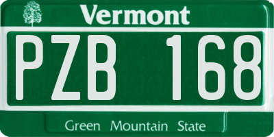 VT license plate PZB168