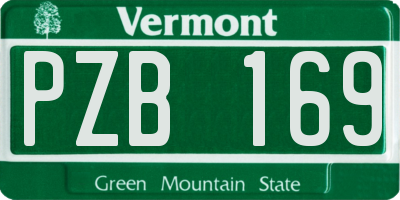 VT license plate PZB169