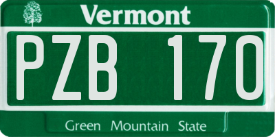 VT license plate PZB170