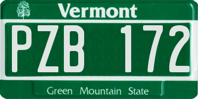 VT license plate PZB172
