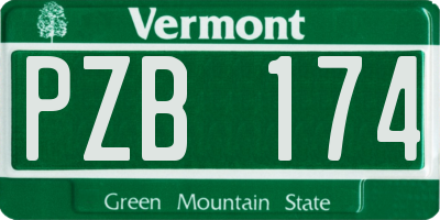 VT license plate PZB174