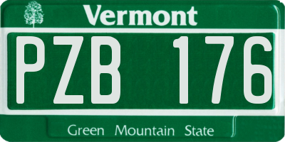 VT license plate PZB176