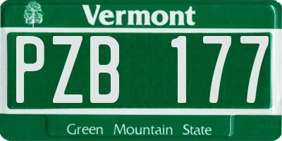 VT license plate PZB177