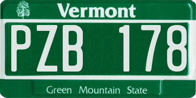 VT license plate PZB178