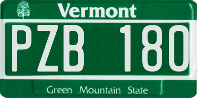 VT license plate PZB180