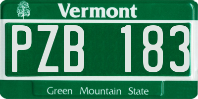 VT license plate PZB183