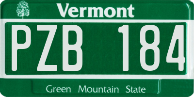 VT license plate PZB184