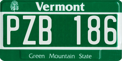 VT license plate PZB186